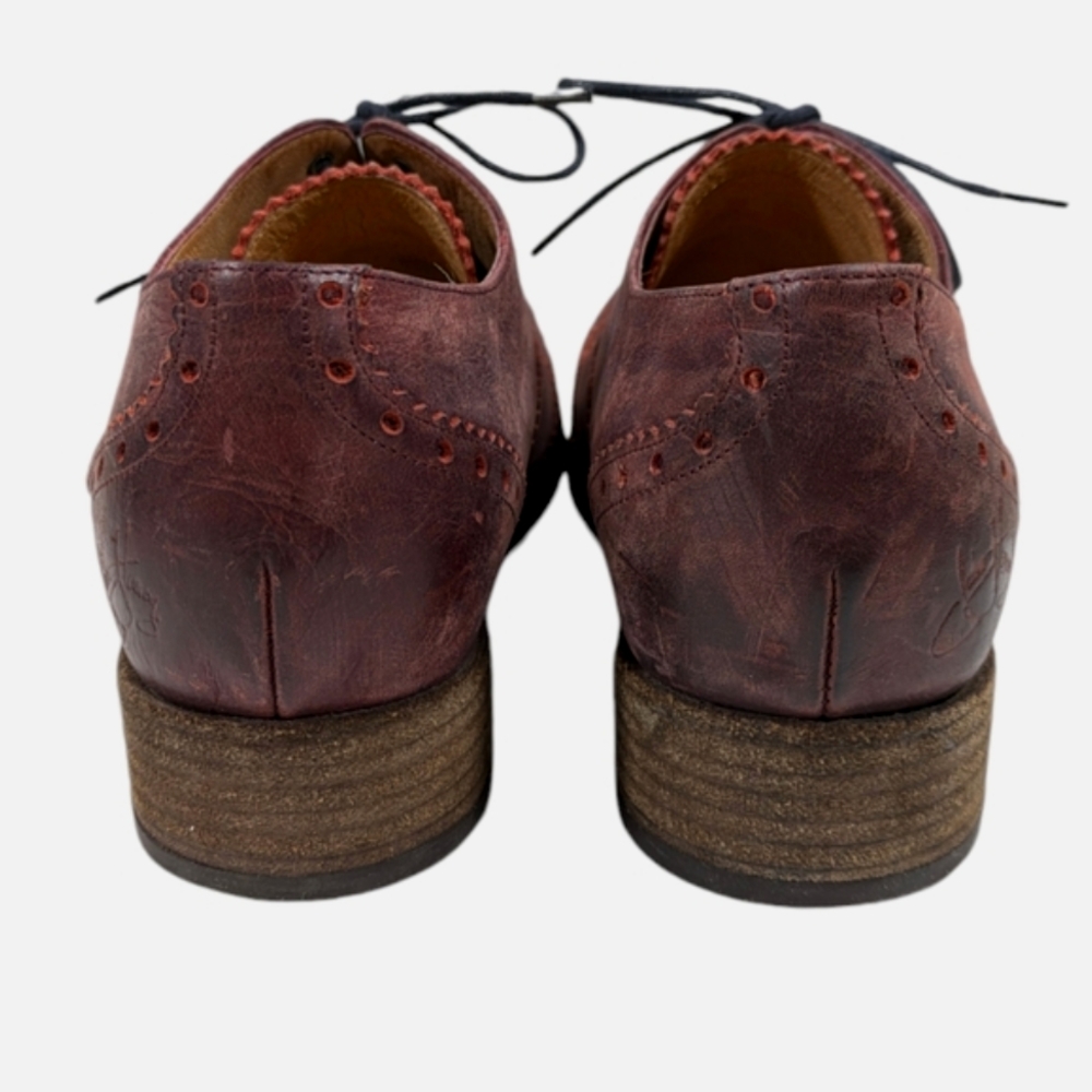 John Fluevog Rustic Burgundy Leather Wingtip Oxfords - Picture 12 of 12